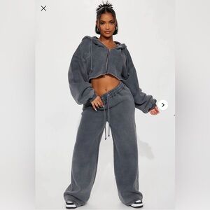 On The Go Fleece Pant Set - Charcoal - XL NEW